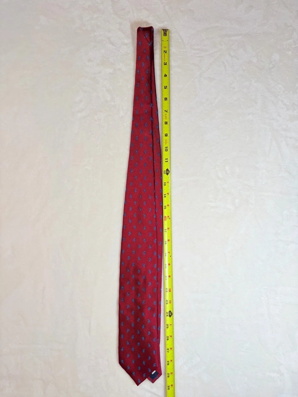 Barneys New York Red Silk Tie with Blue‎ Paisley Accents